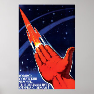 Poster Cartaz de Viagem Espacial Soviético Homem Soviétic
