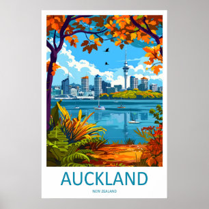 Poster Cartaz de Viagem Esqui Nacional Auckland Park Vint