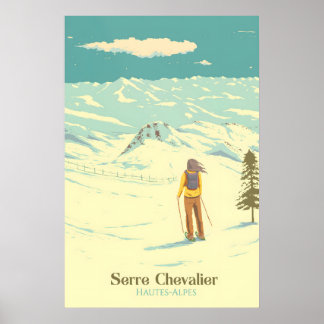 Poster Cartaz de Viagem Estância de Esqui Serre Chevalier