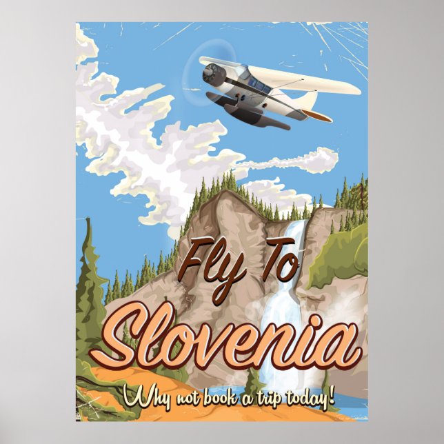 Pôster Cartaz de viagem estilo retrô da Eslovênia (Frente)