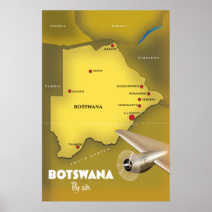 Poster Cartaz de viagem estilo vintage do Botsuana.