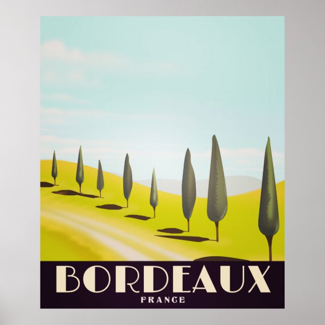 Poster Cartaz de viagem estilo vintage francês de Bordéus (Frente)