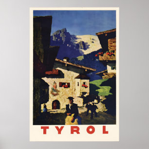 Poster Cartaz de Viagem Estilo Vintage Tirol, Áustria