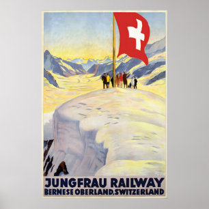 Poster Cartaz de Viagem Ferrovia Jungfrau. Oberland Bernê