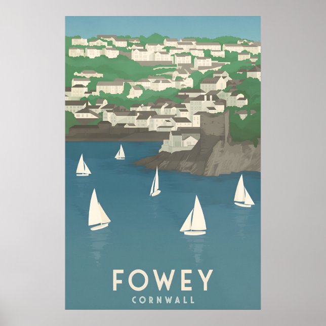 Poster Cartaz de Viagem Fowey Cornwall (Frente)