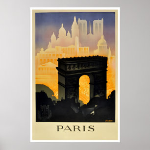 Poster Cartaz de Viagem França Paris Retro Francês