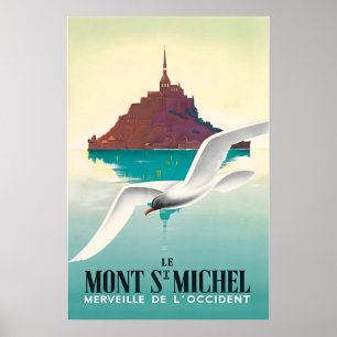 Poster Cartaz de viagem francês de arte de Mont Saint-Mic