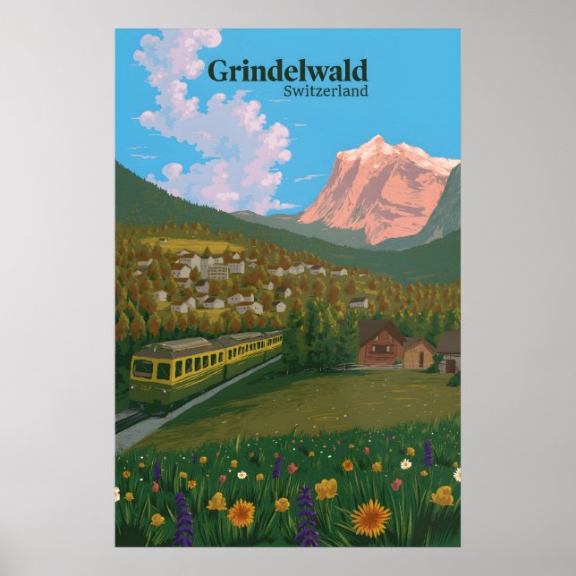 Poster Cartaz de Viagem Grindelwald Suíça (Frente)