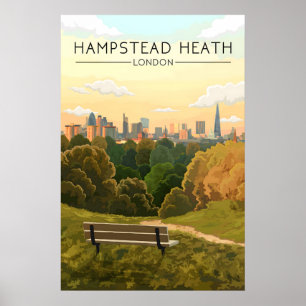 Poster Cartaz de Viagem Hampstead Heath Londres Paisagem