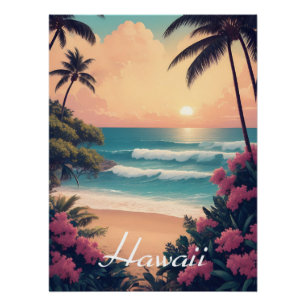 Pôster Cartaz de Viagem Havaí EUA Praia