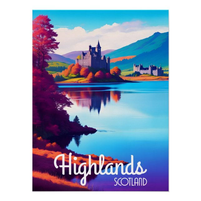Pôster Cartaz de Viagem Highlands Escócia (Frente)