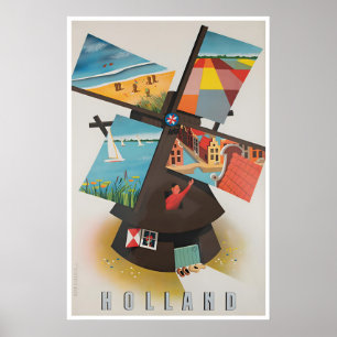Poster Cartaz de Viagem Holanda Arte Países Baixos Moinho