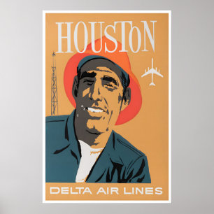Poster Cartaz de Viagem Houston Arte Texas Delta Impressã