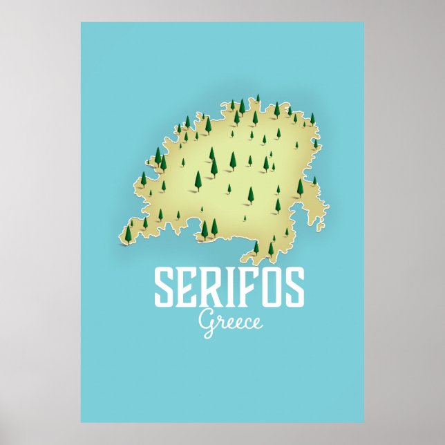 Poster Cartaz de viagem ilustrado do mapa grego de Serifo (Frente)