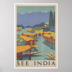 Poster Cartaz de Viagem Índia Arte Impressa Retro