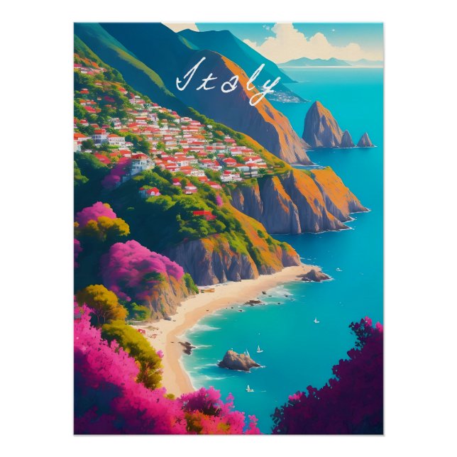 Pôster Cartaz de Viagem Itália (Frente)