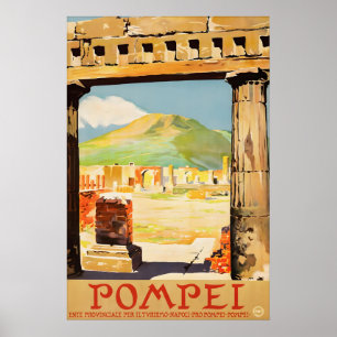 Poster Cartaz de Viagem Itália Antiga Pompeia Monte Vesúv