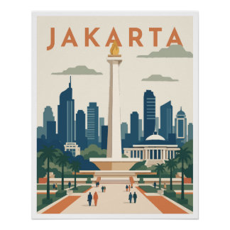 Pôster Cartaz de Viagem Jacarta Indonésia