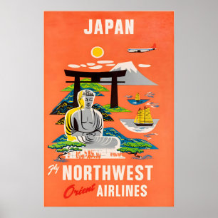 Poster Cartaz de Viagem Japão Arte Japonesa Northwest Ori