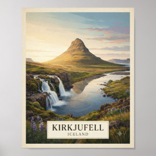 Poster Cartaz de Viagem Kirkjufell Vintage Islândia Isl