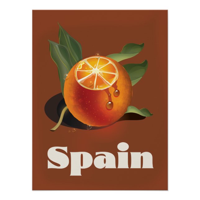 Pôster cartaz de viagem laranja da Espanha (Frente)