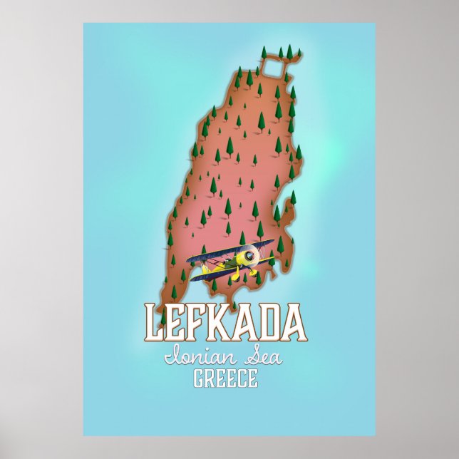 Poster Cartaz de viagem Lefkada Grécia. (Frente)