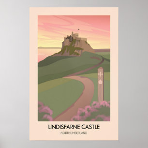 Poster Cartaz de Viagem Lindisfarne Castle Northumberland