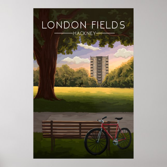 Poster Cartaz de Viagem London Fields Hackney Londres (Frente)