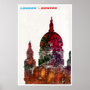 Poster Cartaz de Viagem Londres Arte Inglaterra Qantas Im