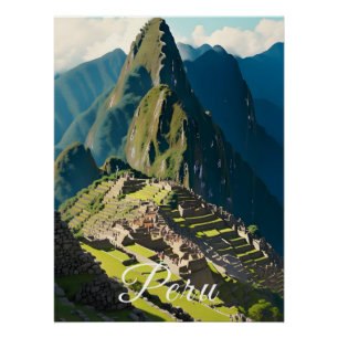 Pôster Cartaz de Viagem Machu Picchu Peru