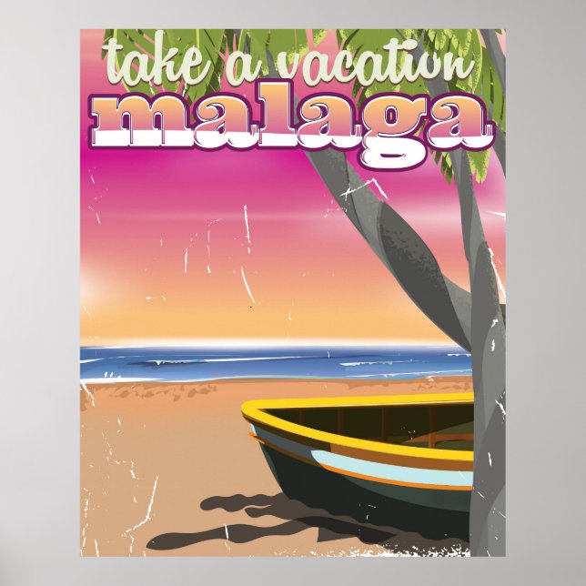 Pôster Cartaz de viagem Málaga Espanha. (Frente)