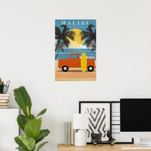 Poster Cartaz de viagem Malibu, Ca
