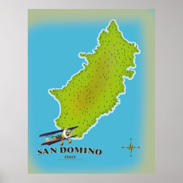 Poster cartaz de viagem mapa da Itália Elba (Frente)