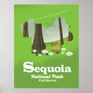 Poster cartaz de viagem mapa do parque nacional Sequoia