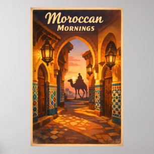 Poster Cartaz de Viagem Marrocos Vintage - Manhãs Marroqu
