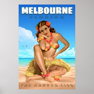 Poster Cartaz de Viagem Melbourne Florida Águia Marinha A