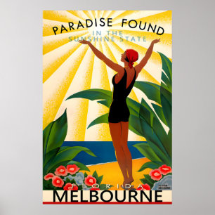 Poster Cartaz de Viagem Melbourne Flórida Novo Condado de