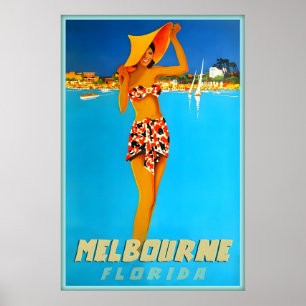 Poster Cartaz de Viagem Melbourne Florida Novo Condado de