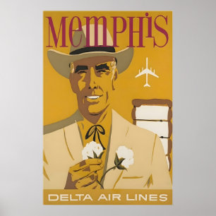Poster Cartaz de Viagem Memphis Art Tennessee Delta