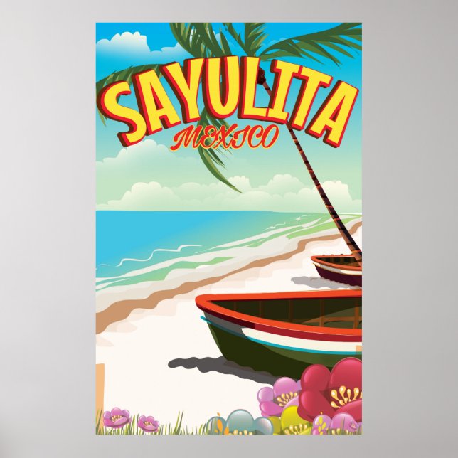 Pôster Cartaz de viagem mexicano Sayulita (Frente)