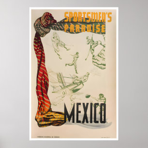 Poster Cartaz de Viagem México Arte Mexicana Esportista