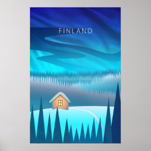 Poster Cartaz de Viagem Minimalista da Finlândia
