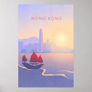 Poster Cartaz de Viagem Minimalista de Hong Kong