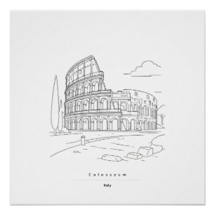 Pôster Cartaz de Viagem Minimalista do Coliseu de Roma em