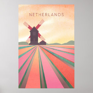 Poster Cartaz de Viagem Minimalista dos Países Baixos