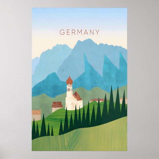 Poster Cartaz de Viagem Mínimo da Alemanha (Frente)