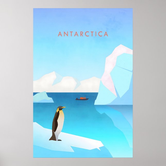 Poster Cartaz de Viagem Mínimo da Antártida (Frente)