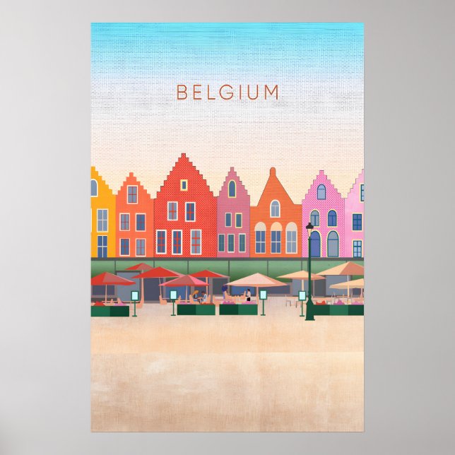 Poster Cartaz de Viagem Mínimo da Bélgica (Frente)