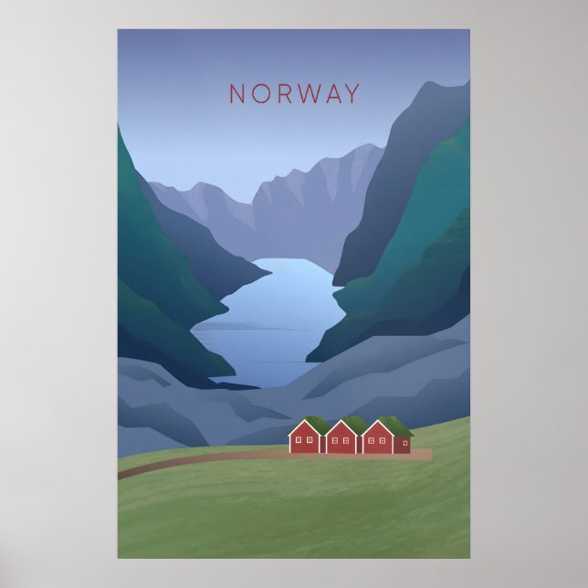 Poster Cartaz de Viagem Mínimo da Noruega (Frente)