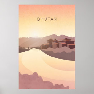 Poster Cartaz de Viagem Mínimo do Butão